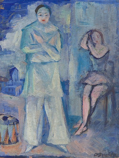 Alfred BUCHTA - Painting - Pierrot und Tänzerin