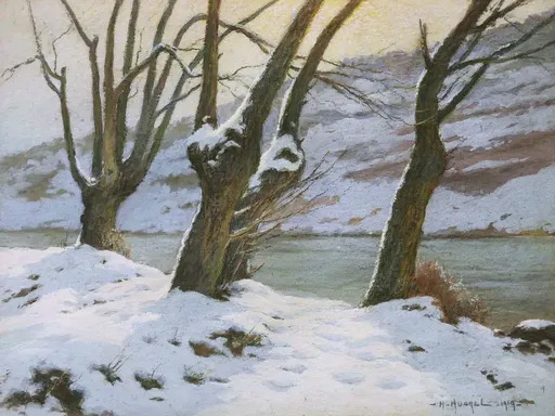 Claude Honoré HUGREL - Drawing-Watercolor - Matin d'hiver