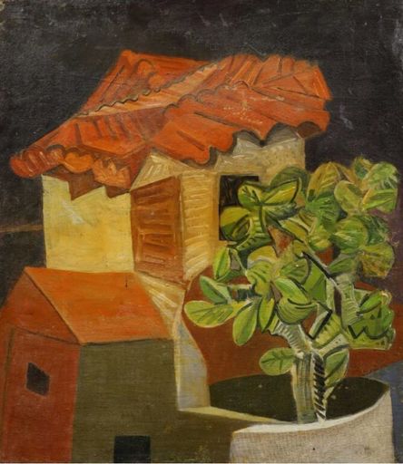 Alison Baily REHFISCH - Pittura - c.1935-38 The cactus house - Hommage to Georges Braque
