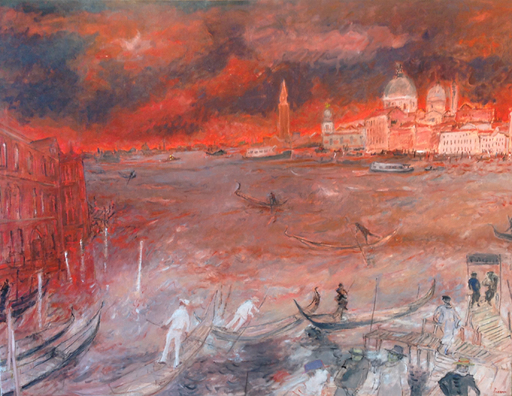 Jean FUSARO - Gemälde - La traversée du Grand Canal, Venise