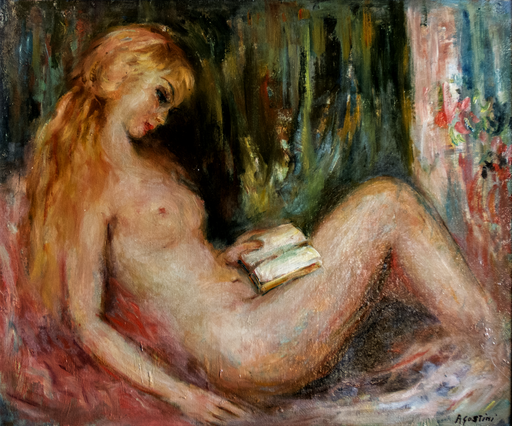 Tony AGOSTINI - Gemälde - The young naked reader