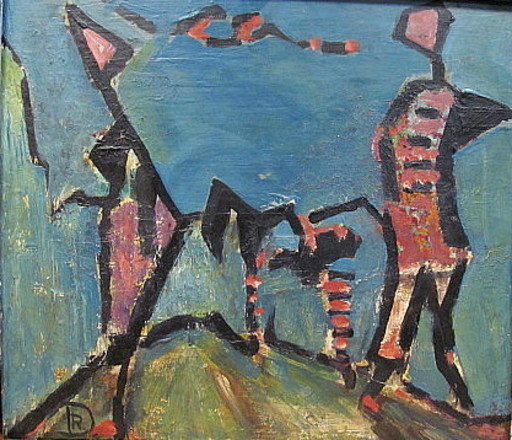 Rolf DIENER - Painting - Abstrakte figurale Komposition.