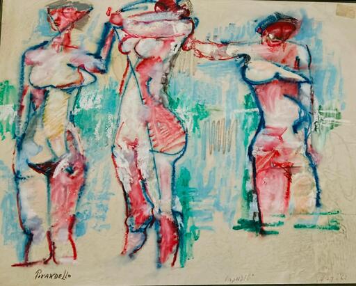 Fausto PIRANDELLO - Drawing-Watercolor - "Tre bagnanti"