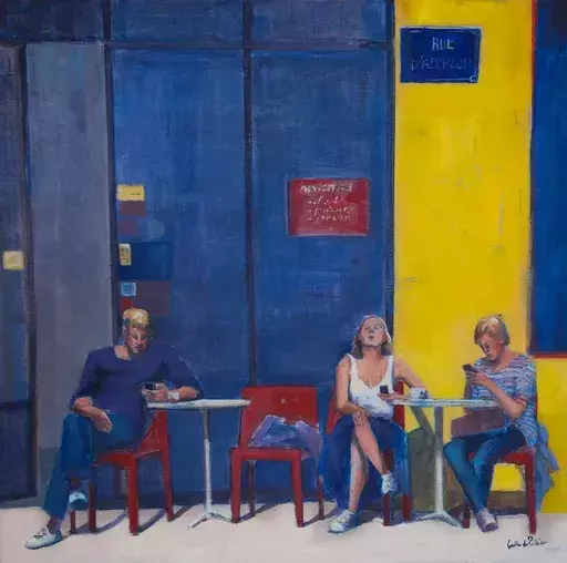 Caroline DE PIÉDOÜE - Painting - Le Café de la Rue d'Argout 