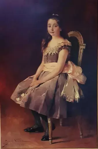 Gabriel Émile NICOLET - 绘画 - Portret jong meisje zitten op stoel