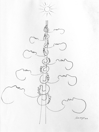 Léopold SURVAGE - Zeichnung Aquarell - Le mât de cocagne