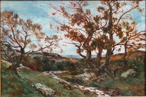 Henri Joseph HARPIGNIES - Painting - Paysage à la rivière