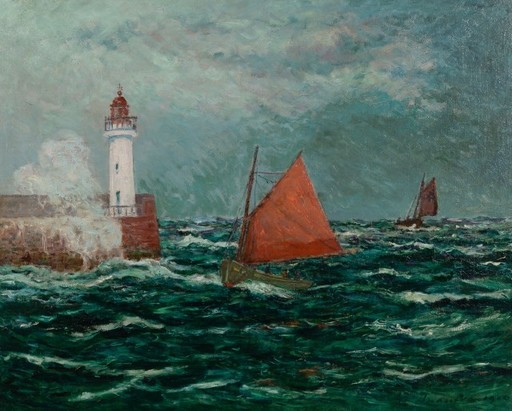 Maxime MAUFRA - Painting - Rentrée des bateaux de pêche à Belle-île-en-mer