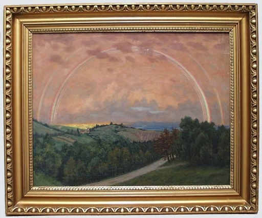Maximilian SPILHACZEK - Pittura - "Rainbow over the Vienna Forest" by Max Spilhaczek, ca 1910 