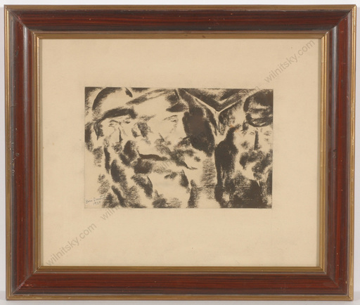 Boris DEUTSCH - Disegno Acquarello - "Men of shtetl", drawing, 1929
