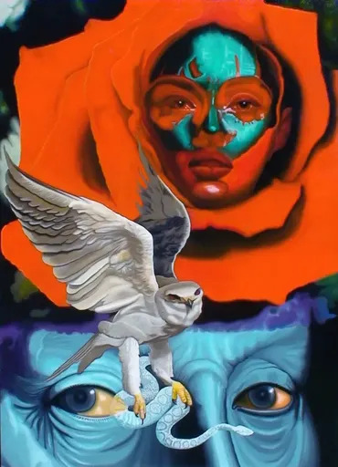 Augusto PODEROSI - Peinture - GLI OCCHI DEL FALCO