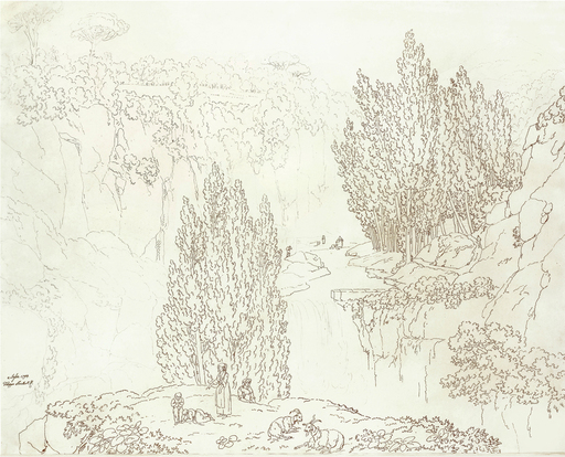 Jacob Philipp HACKERT - Zeichnung Aquarell - PAESAGGIO VICINO A SESSA AURUNCA