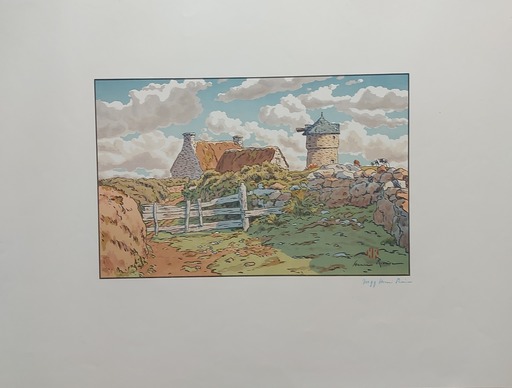 Henri RIVIERE - Grabado - Vieux moulin a Loguivy