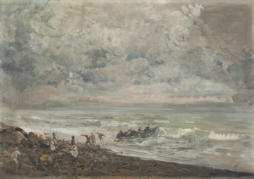 Pompeo MARIANI - Gemälde - Spiaggia con figure