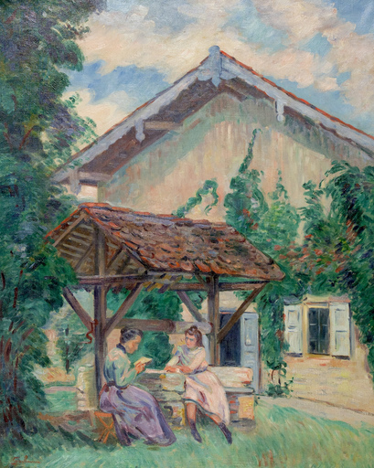 Armand GUILLAUMIN - Gemälde - Madame Guillaumin et sa fille à Pontcharra, la Courrerie