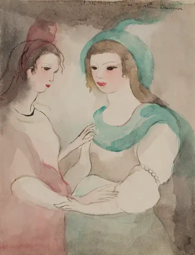 Marie LAURENCIN - Drawing-Watercolor - Les deux amies