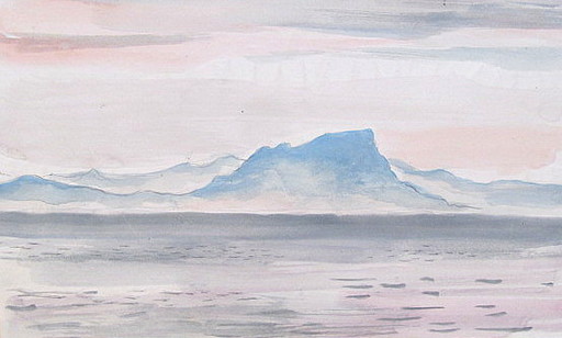 Paul MECHLEN - Dibujo Acuarela - Bergige Küste am Meer (Gibraltar?)