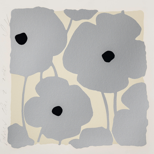 Donald SULTAN - Grabado - Three Poppies (Silver)