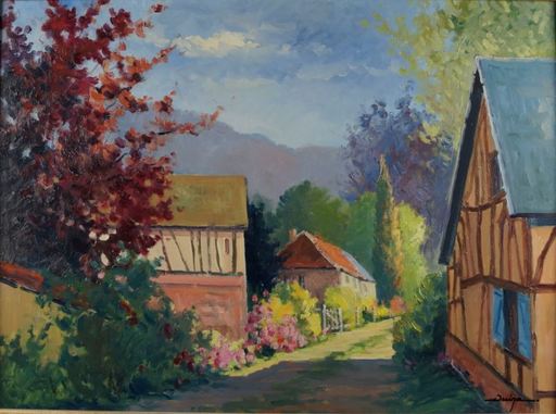 Lionel OUINE - Painting - Entrée de village