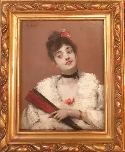 François MARTIN-KAVEL - Painting - La femme à l'éventail