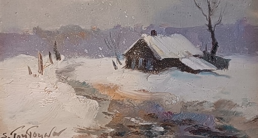 Serguei TOUTOUNOV - Painting - Maison dans la neige
