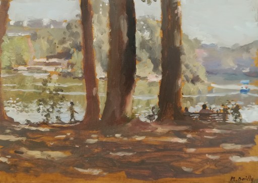 Marc DAILLY - Painting - Aux bords du lac Tête d'or