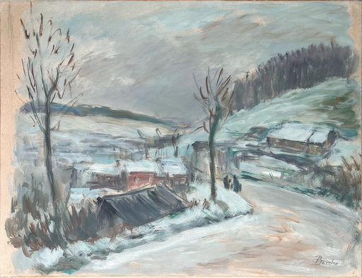 Léonard BORDES - Drawing-Watercolor - Environs de Rouen sous la neige