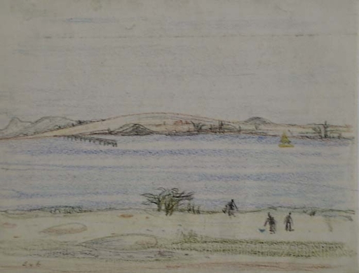 Edith CAMPENDONK-VAN LECKWYCK - Drawing-Watercolor - "Coastal View" , ca 1930