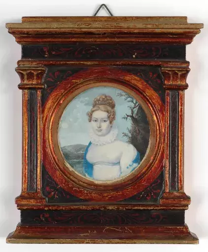 Anton MACHEK - Zeichnung Aquarell - "Portrait of a young Lady" ca.1815, important miniature