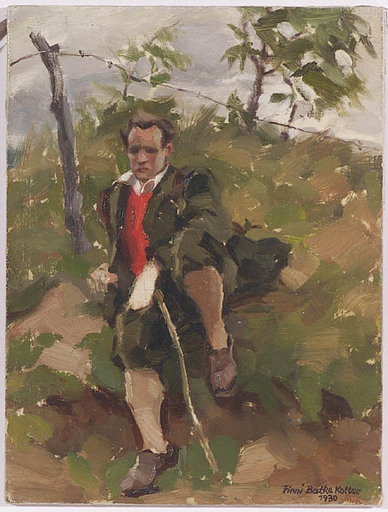 Josefine BATKE-KOLLER - Pittura - Portrait of the Artist's Husband, Oil on Board