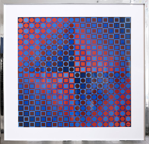 Victor VASARELY - Stampa-Multiplo - Planetary Folklore Participations No. 2C (rot-blau)