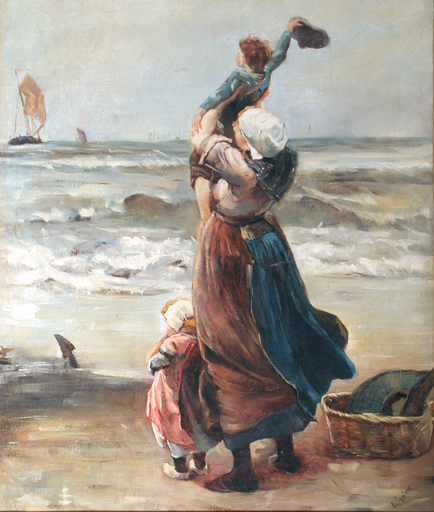 Léon Laurent GALAND - Painting - La famiglia del marinaio
