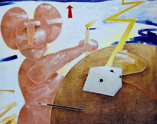 Emilio TADINI - Gemälde - Il lampo è la candela 