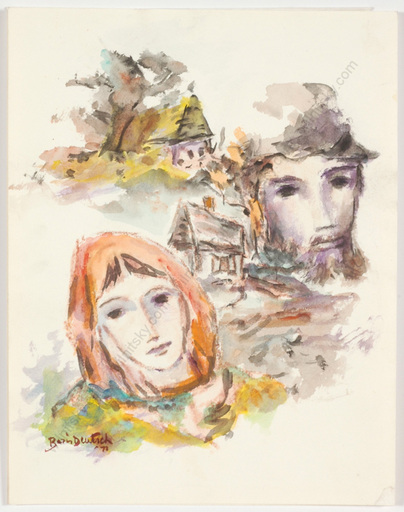 Boris DEUTSCH - Disegno Acquarello - Boris Deutsch (1892-1978) "Artist's parents" watercolor