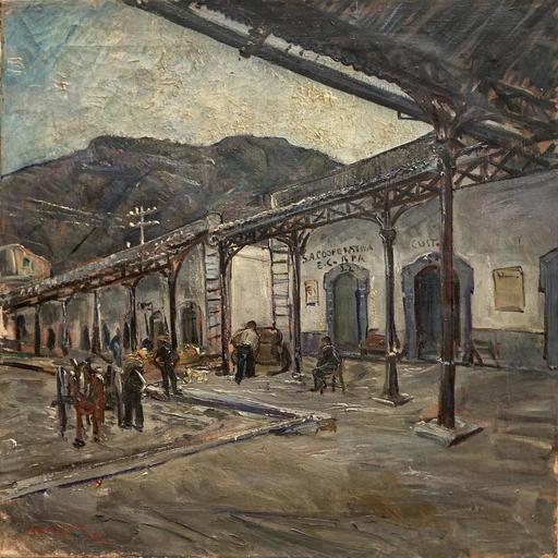 Guido CASCIARO - Gemälde - I mercato di Castellammare