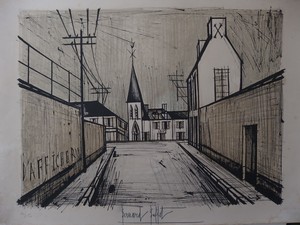贝纳•毕费 - 版画 - Eglise de Village (1969)