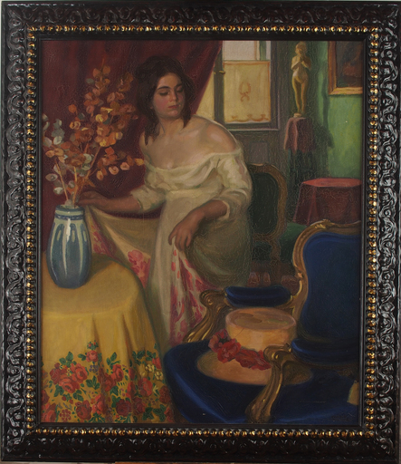 Vilmos NAGY - Pintura - Giovane donna in un interno