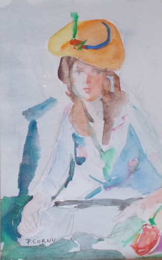 Pierre CORNU - Drawing-Watercolor - Jeune fille
