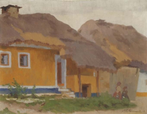 Anton Konrad SCHMIDT - Pittura - "Austrian Peasant House", Oil Painting, 1912