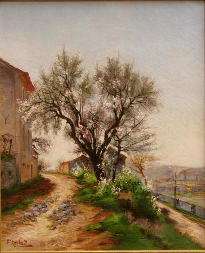 Félix François ROUBAUD - Painting - PAYSAGE AUX ARBRES FLEURIS