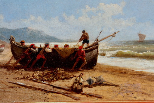 Alfred GODCHAUX - Gemälde - "LA MISE A L'EAU"