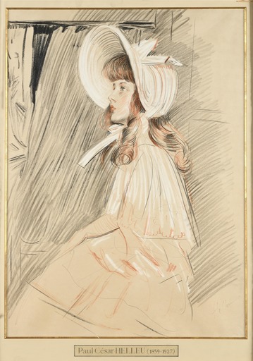 Paul César HELLEU - Drawing-Watercolor - Portrait présumé de la fille de l’artiste