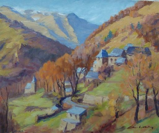 André LAC - Painting - Village de Trébons