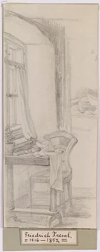 Friedrich Johann TREML - Dessin-Aquarelle - "Interior", 19th Century