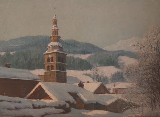 Arthur JACQUET - Peinture - La Clusaz en hiver -