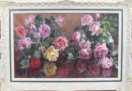 Elena Vatslovana YANCHAK - Gemälde - "Roses" by Elena Yanchak 