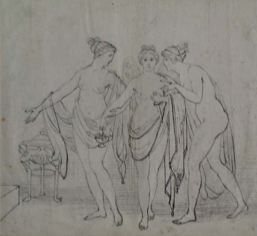 Dessin-Aquarelle - "Three Graces", early 19th Century