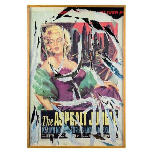 Mimmo ROTELLA - Peinture - Mimmo Rotella, "Marylin sola", Lacerated poster, 1999, Italy