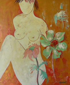 Michèle FROMENT - Peinture - NU AUX FLEURS Ref 309H