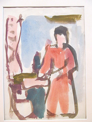 Erich HARTMANN - Drawing-Watercolor - Stehende Frau 